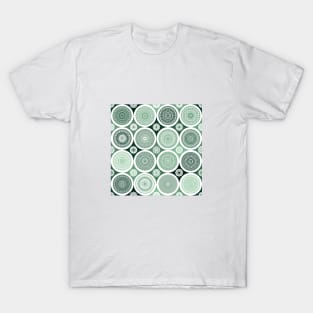 repeating pattern with boho style circles, dark green color T-Shirt